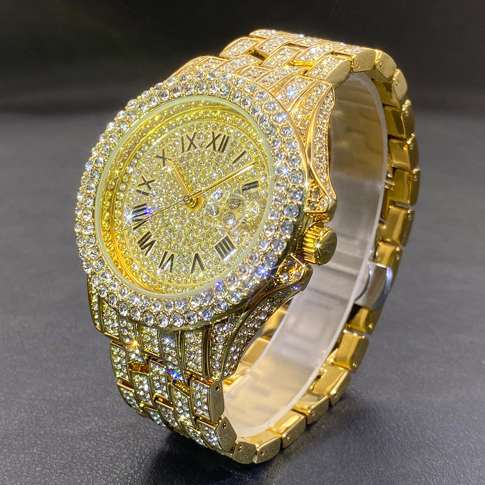 Luxury Watch Black - Reloj de Pulsera Grande Dorado, Plateado
