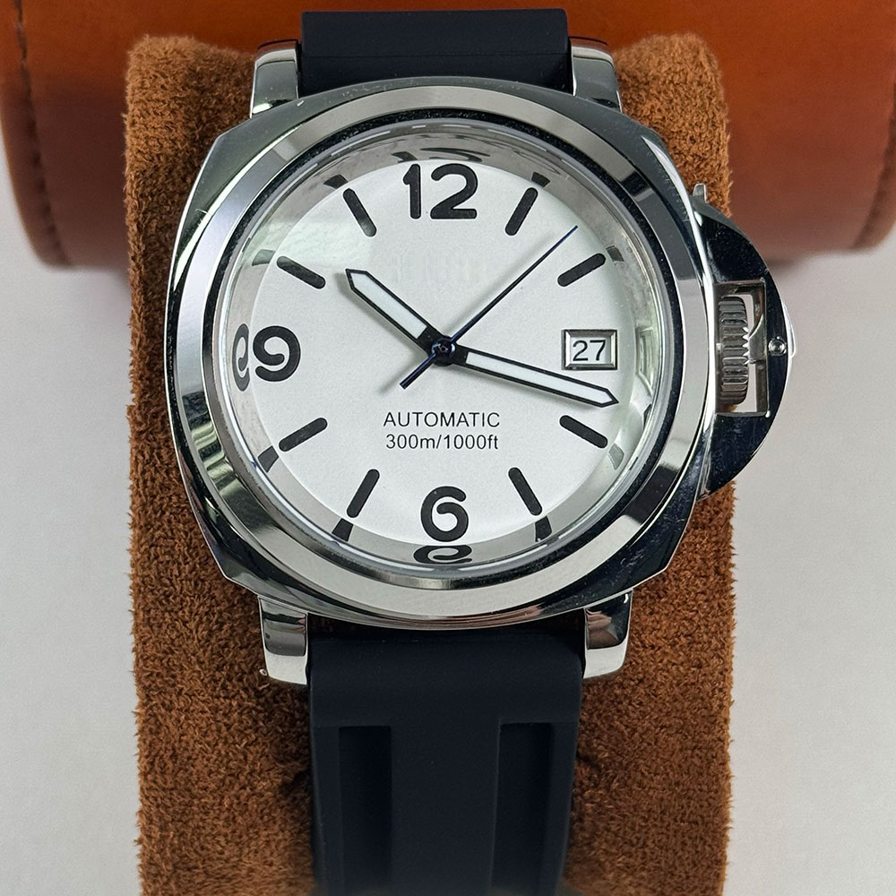 Luxury Watch Protection Film - Reloj mecánico automático plateado con movimiento