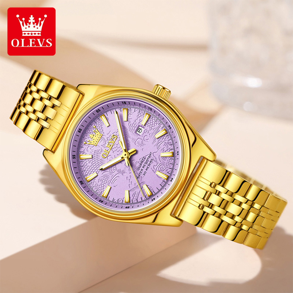 Marca OLEVS, reloj dorado de l - Luxury Watch Green reseña y precio