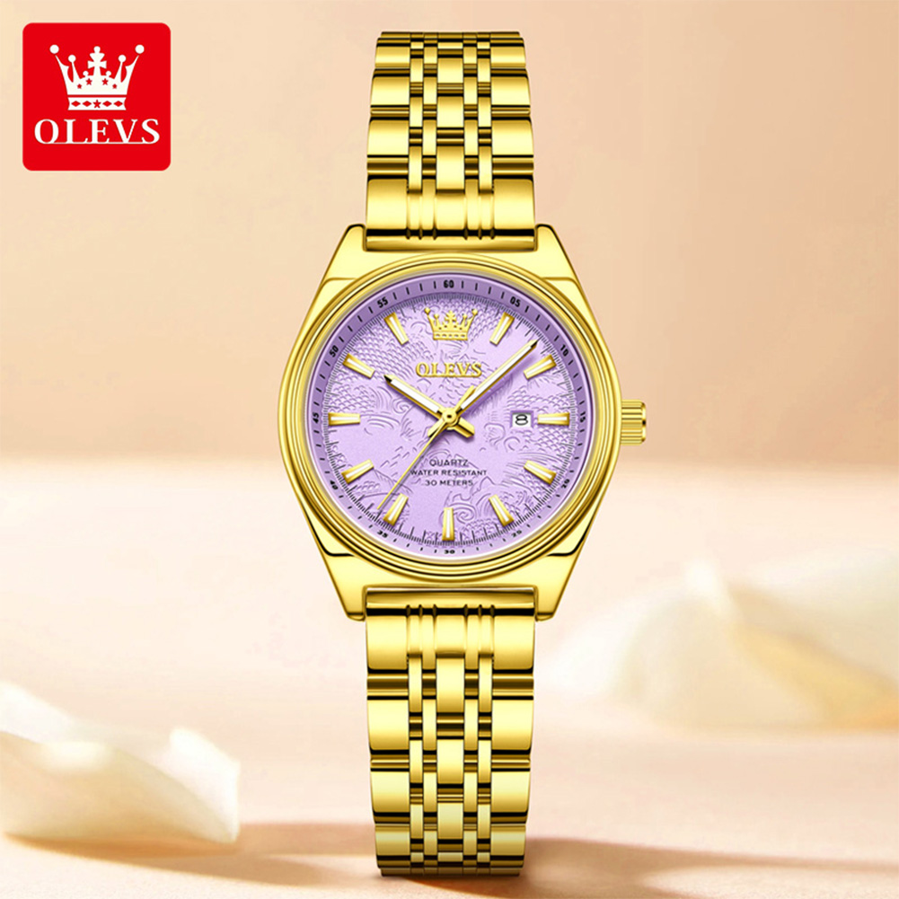 Marca OLEVS, reloj dorado de l - Luxury Watch Green reseña y precio