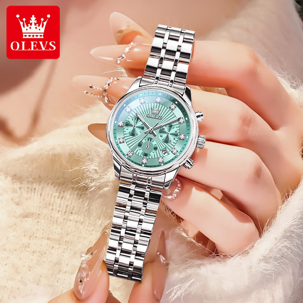 OLEVS relojes para mujer, relo - Luxury Watch Green Dial reseña y precio