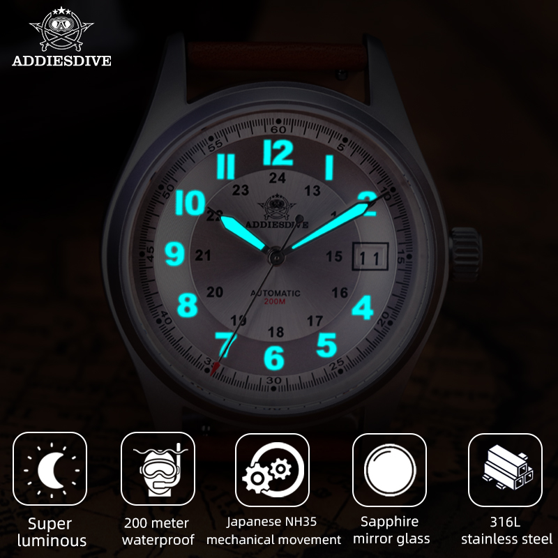 ADDIESDIVE 39mm AD2048 reloj p - Automatic Pilot Watch reseña y precio