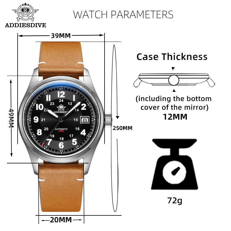 ADDIESDIVE 39mm AD2048 reloj p - Automatic Pilot Watch reseña y precio